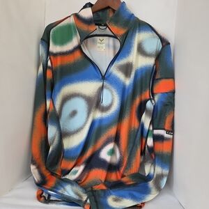 Cross Eyed Moose 3/4 Zip Long Sleeves Shirt Sz M Multicolor